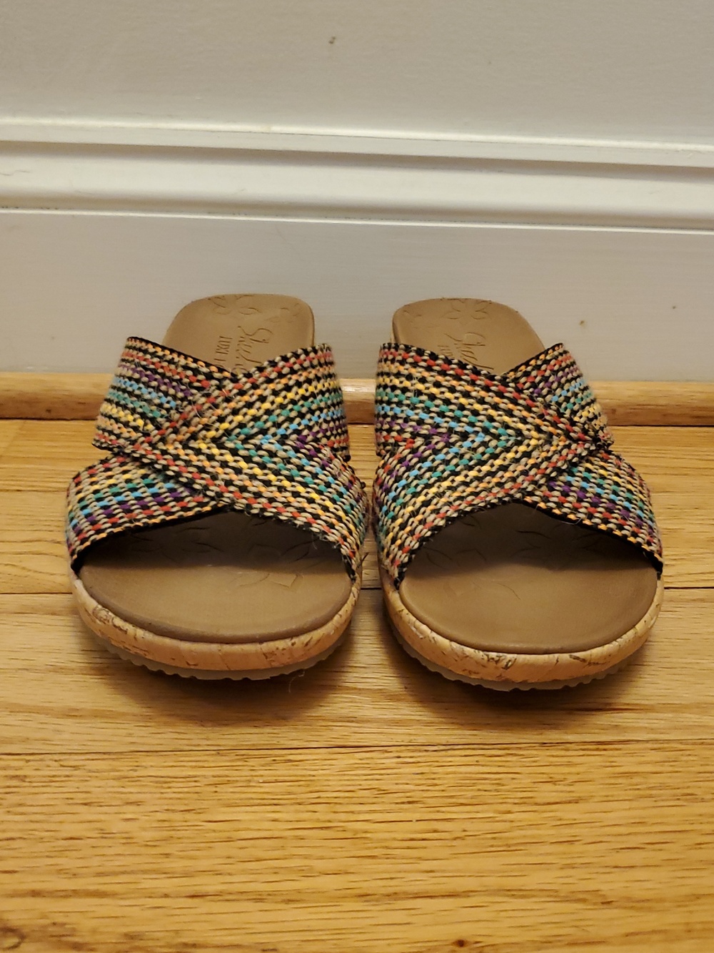 Skechers Woven Multicolor Crisscross Slide Sandals - Picture 7 of 11